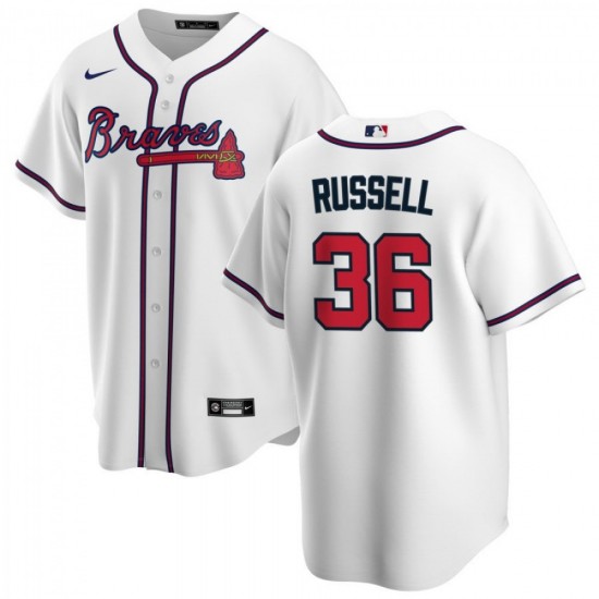 Men's Atlanta Braves James Russell #36 White Home 2020 Player Jersey