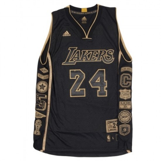 Men's Los Angeles Lakers Kobe Bryant #24 Black Commemorative Career Achievement Jersey